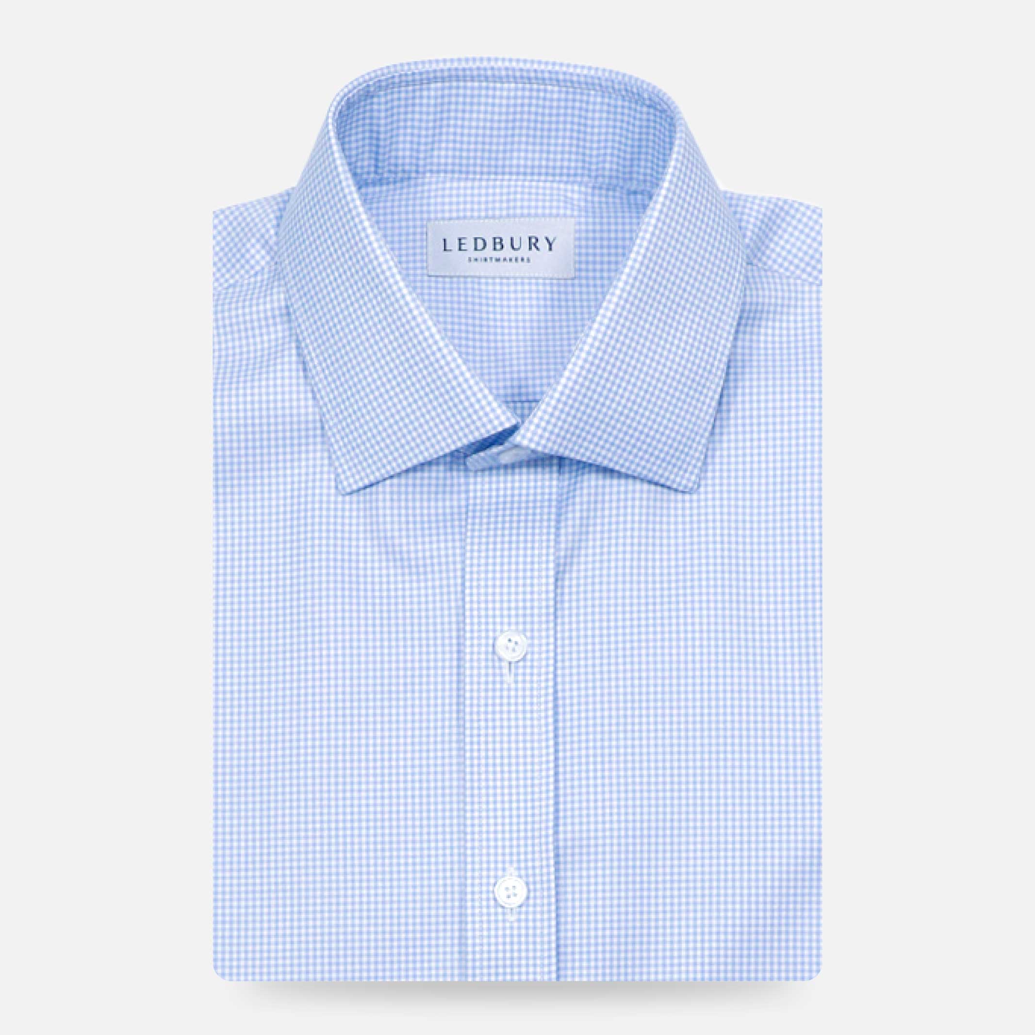 The Light Blue Kilby Non Iron Gingham Custom Shirt Custom Dress Shirt- Ledbury