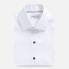 White dress shirt with navy buttons - lightweight fine twill custom fit