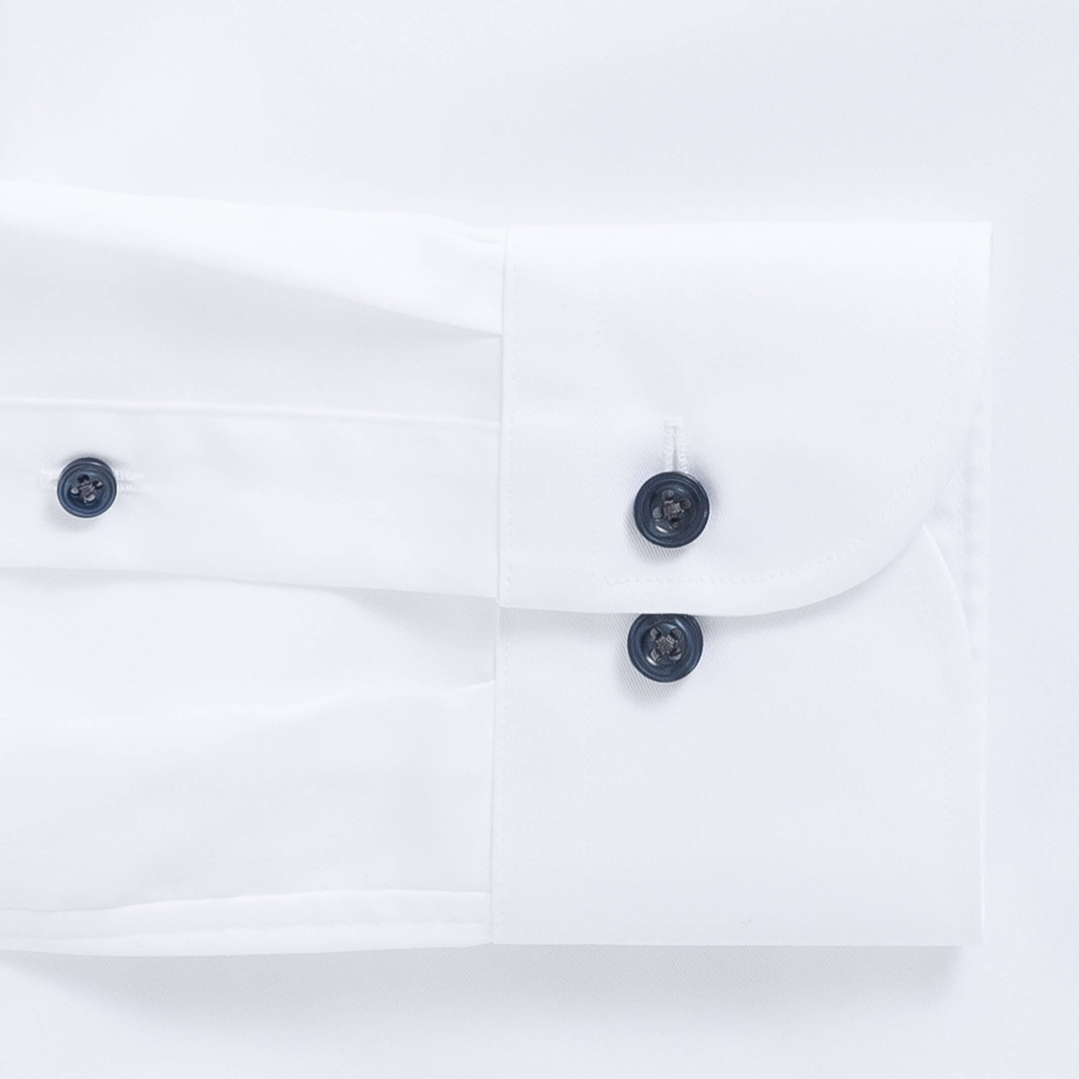 White shirt sleeve with navy button cuff - lightweight fine twill detail