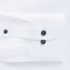 White shirt sleeve with navy button cuff - lightweight fine twill detail