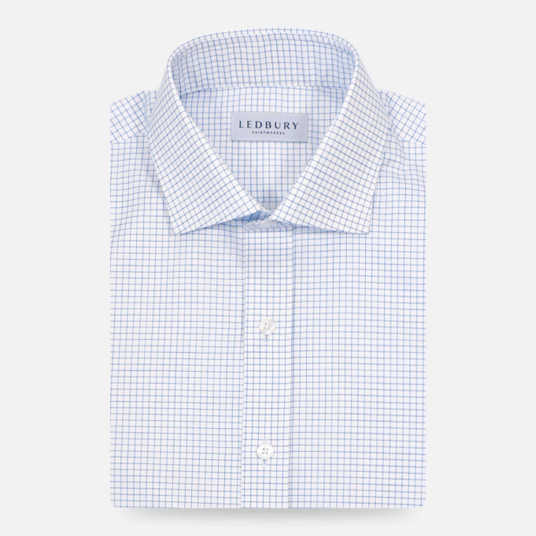 The Light Blue Monty Check Custom Shirt Custom Dress Shirt- Ledbury