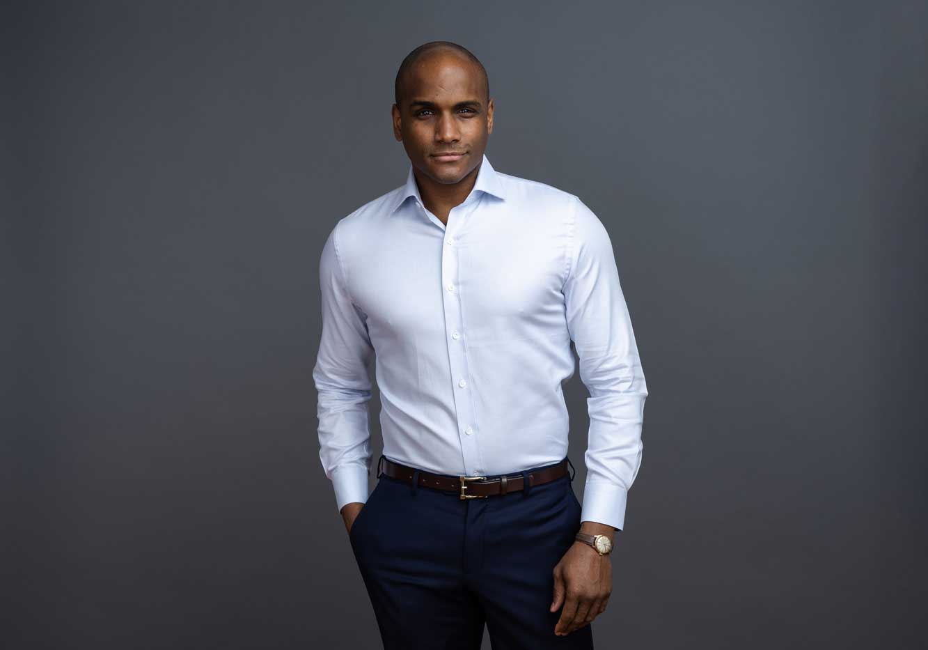 The Light Blue Pelton Royal Oxford Custom Shirt Custom Dress Shirt- Ledbury