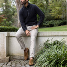 The Charcoal Heather Reymond Mock Henley Sweater- Ledbury