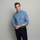 The Dusk Blue Saunders Denim Dress Shirt Dress Shirt- Ledbury