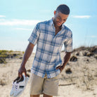The Blue Fog Short Sleeve Hartley Linen Plaid Custom Shirt Custom Short Sleeve Shirt- Ledbury
