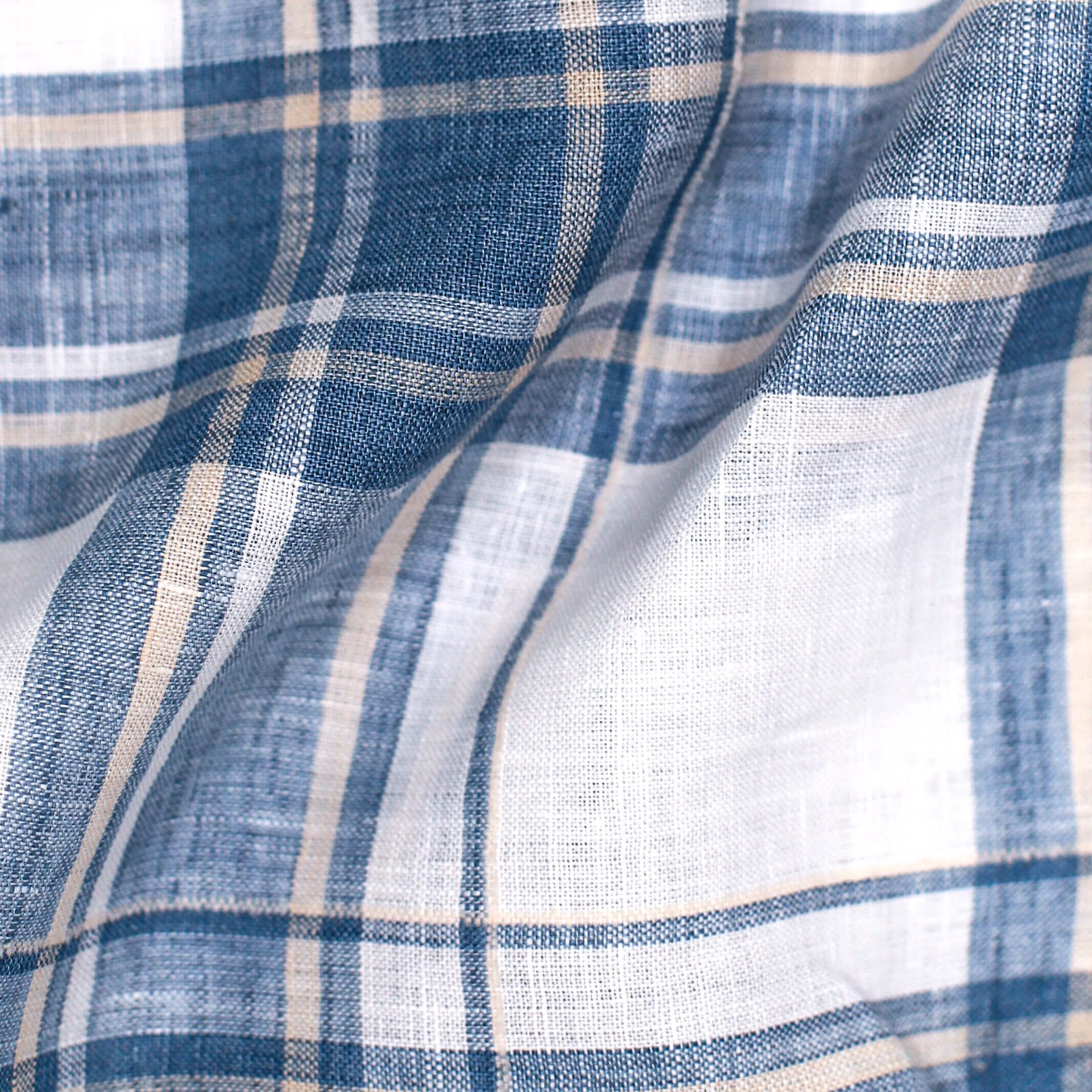 The Blue Fog Short Sleeve Hartley Linen Plaid Custom Shirt Custom Short Sleeve Shirt- Ledbury