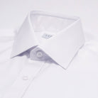 White dress shirt collar detail - mid-spread collar on non-iron fine twill shirt