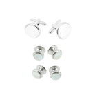 Trafalgar Sutton Round Mother of Pearl Stud & Cufflinks Formal Set Studs- Ledbury