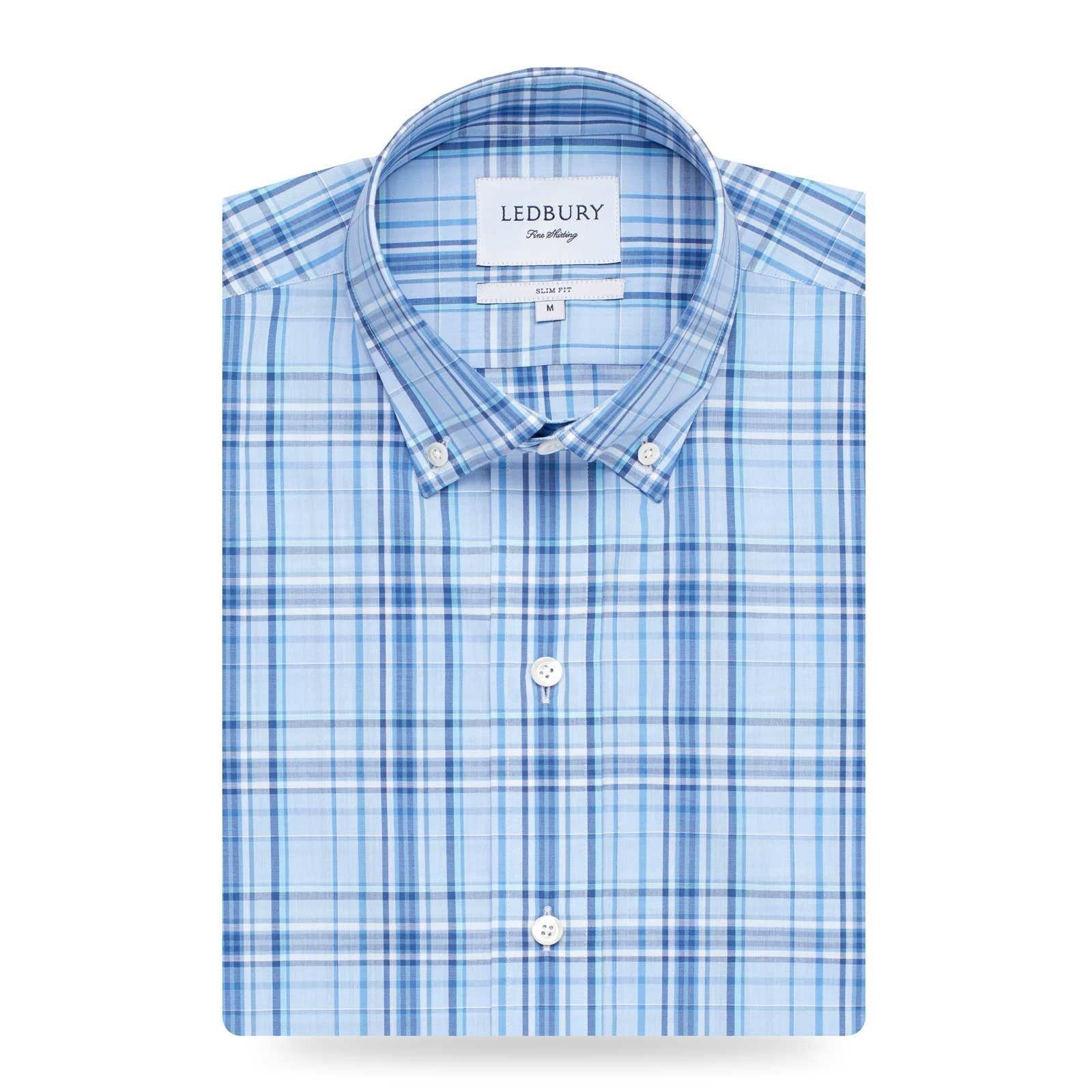 The Light Blue Vaughan Plaid Casual Shirt Casual Shirt- Ledbury